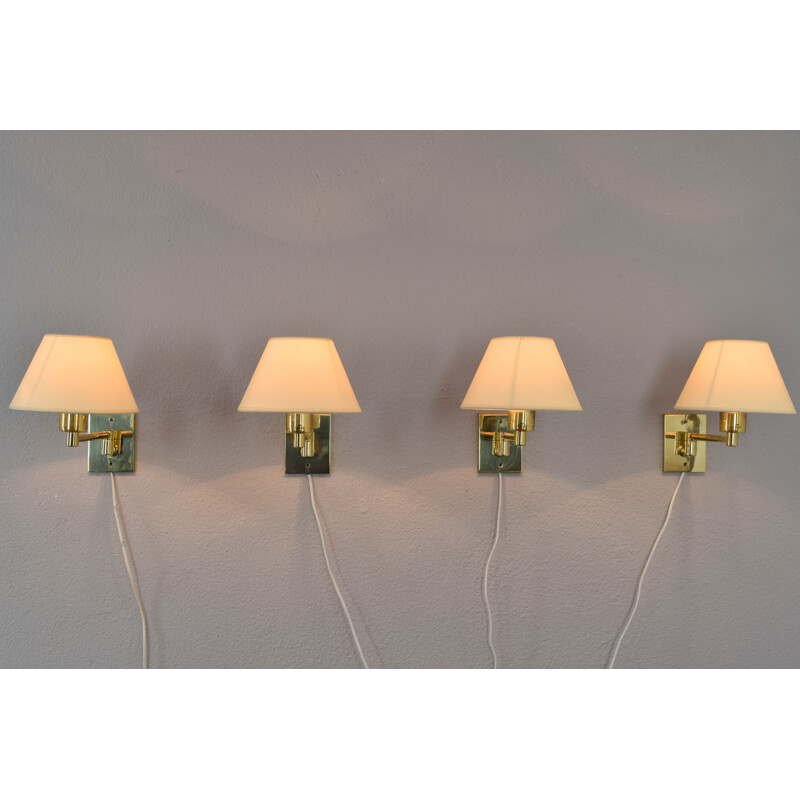 Set of 4 vintage Swivel Arm Brass Sconce by George W. Hansen for Metalarte 1960s