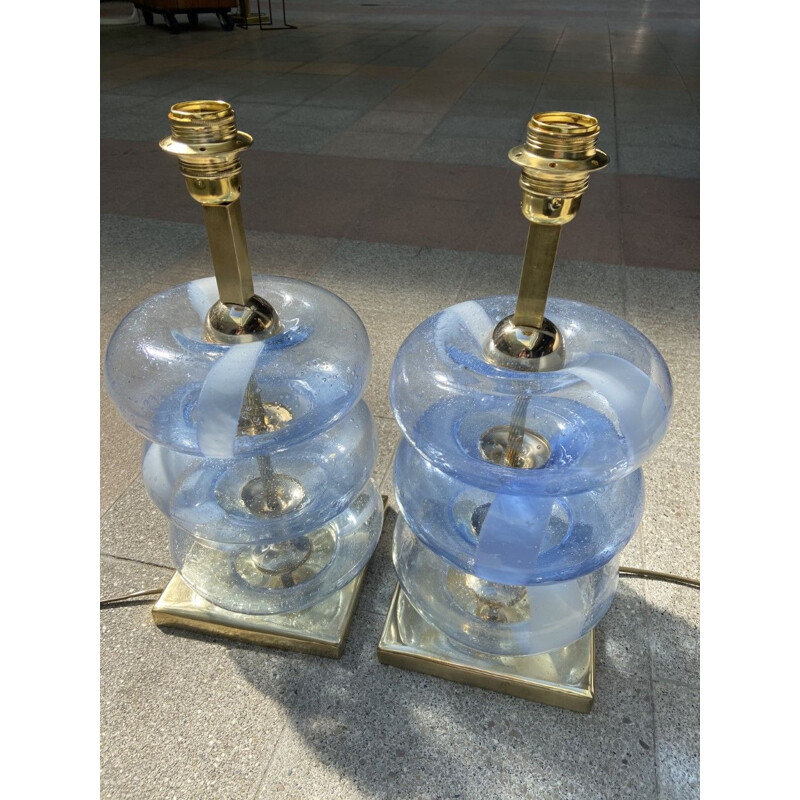 Paire de lampes vintage murano 1980