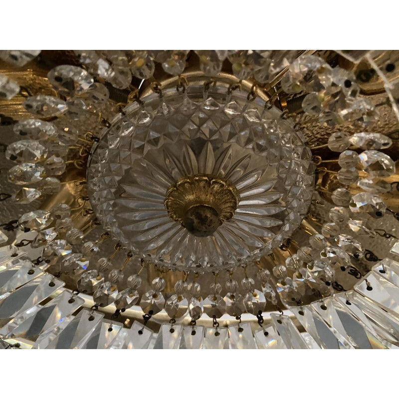Vintage Crystal Flushmount Ceiling Lamp 1960s