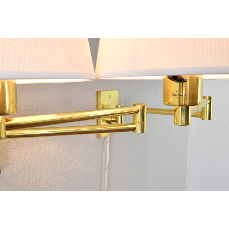 Pair of vintage Modern Swing Arm Brass Sconces by George W Hansen for Metalarte, Spanish 1960s