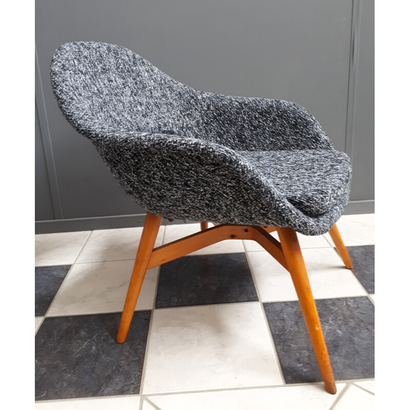 Vintage Miroslav Navratil shell chair, Czechoslovakia 1960s