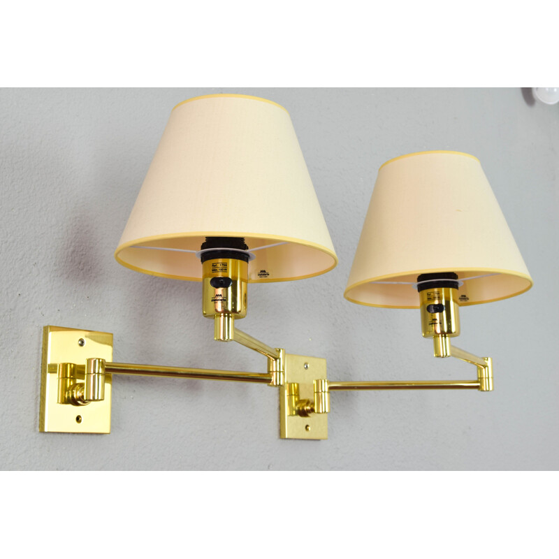 Pair of vintage Modern Swing Arm Brass Sconces by George W Hansen for Metalarte, Spanish 1960s