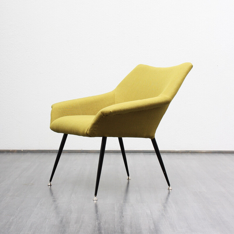 Rare 1950s armchair, yellow, reupholstered