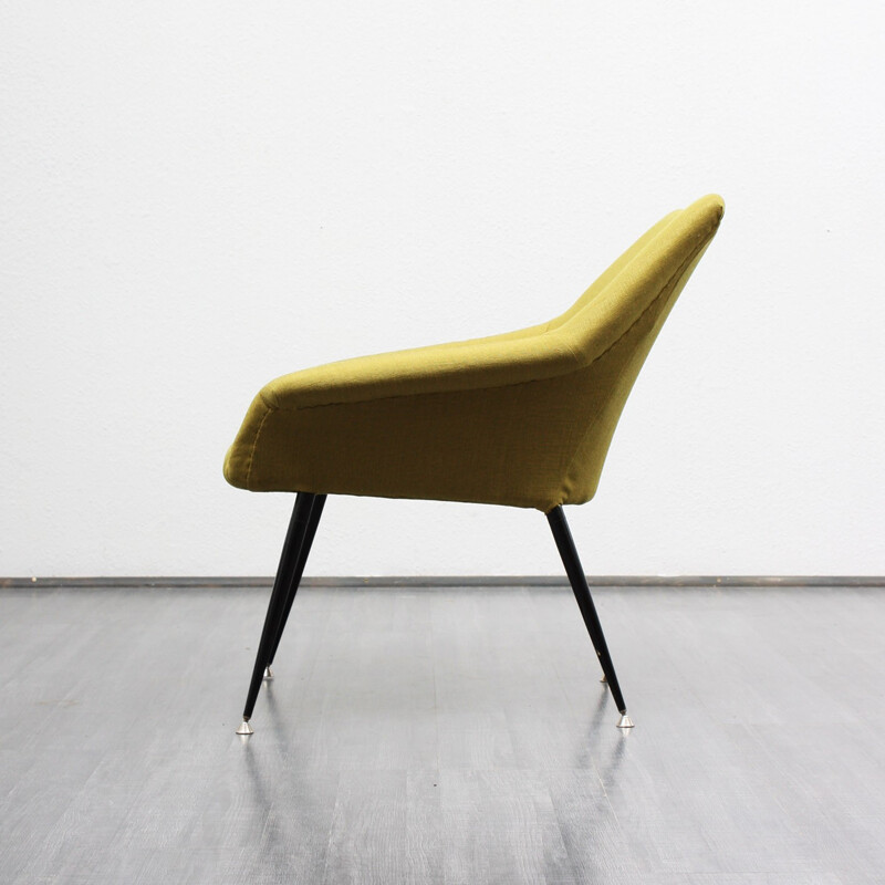 Rare 1950s armchair, yellow, reupholstered
