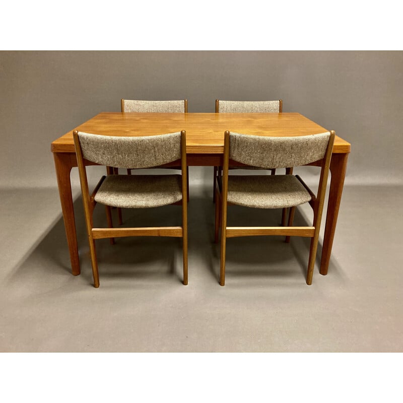 Ensemble de table et chaises vintage en teck, Scandinave 1950