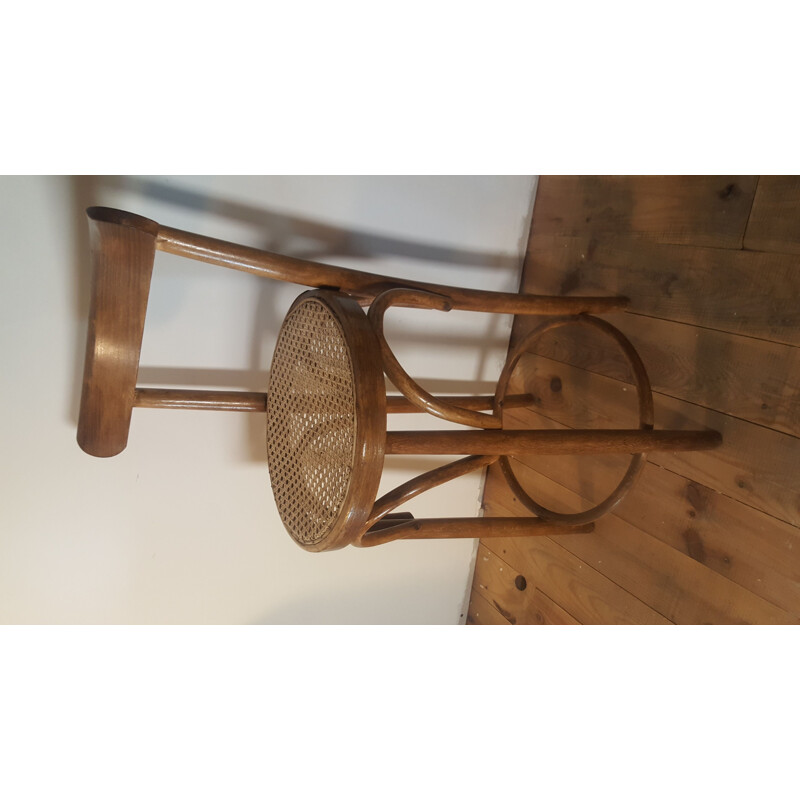 Tabouret vintage de bar en hêtre 1900