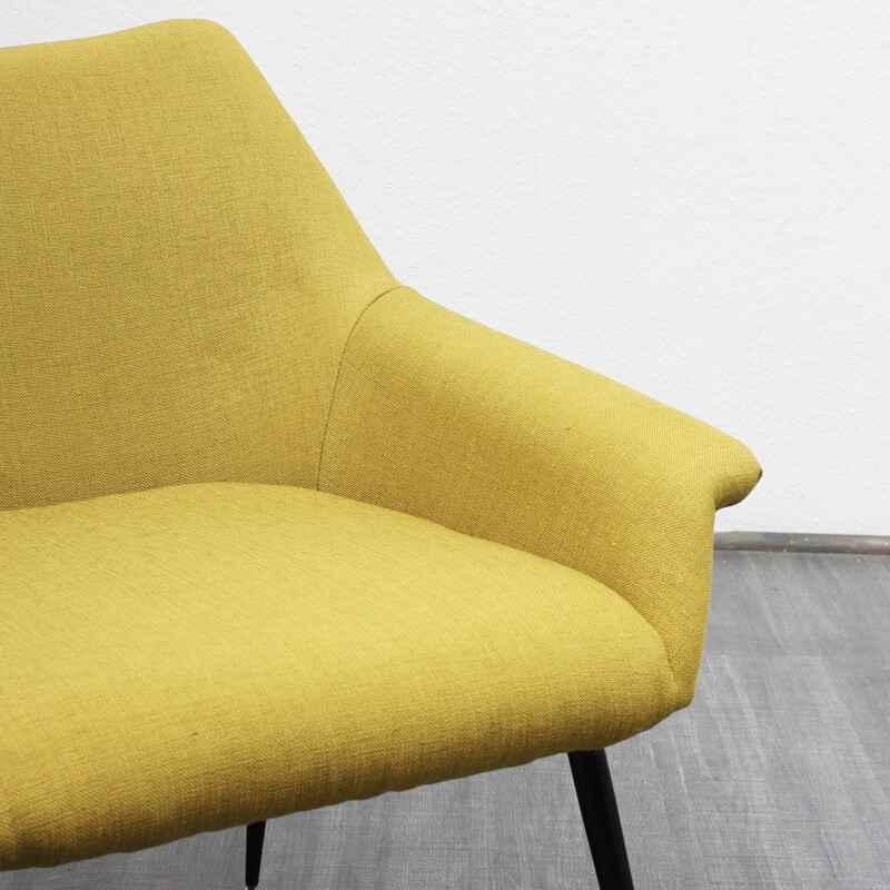 Rare 1950s armchair, yellow, reupholstered