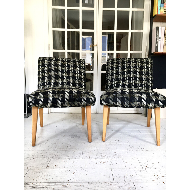 Paar vintage "Vostra" fauteuils in massief beukenhout, gelakt, door Jens Risom, Duitsland 1949