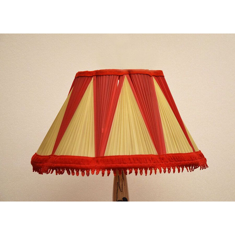 Vintage ceramic floor lamp with table and original shade, 1950