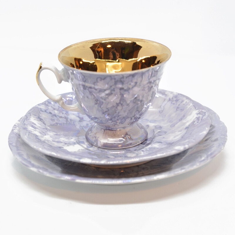 Vintage Marble purple breakfast set Wawel, Poland 1970s