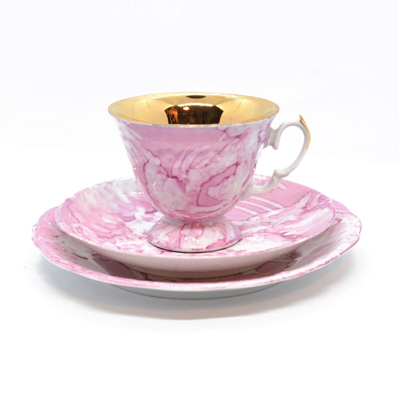 Vintage Marble Pink Breakfast Set Wawel, Poland 1970s