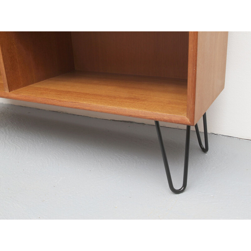 Vintage bookcase in oak with hairpin legs 1960s