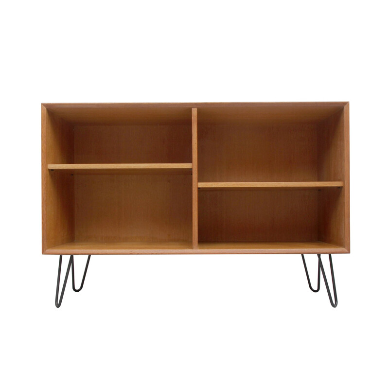 Vintage bookcase in oak with hairpin legs 1960s