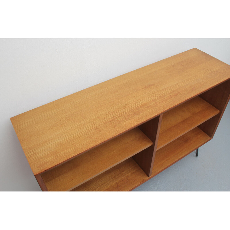 Vintage bookcase in oak with hairpin legs 1960s