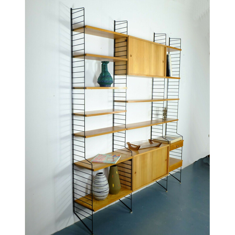 Vintage wall shelving unit string "the ladder shelf" by kajsa & nisse strinning 1952s