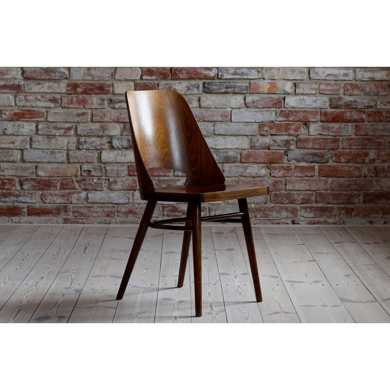 Juego de 4 sillas vintage de madera de haya Modelo 514 de Radomir Hofman para Ton