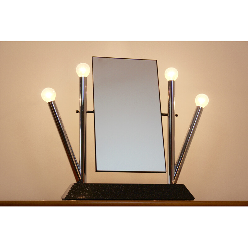 Italian Bieffeplast "Yucca" table mirror in chromed steel, Anna ANSELMI - 1980s