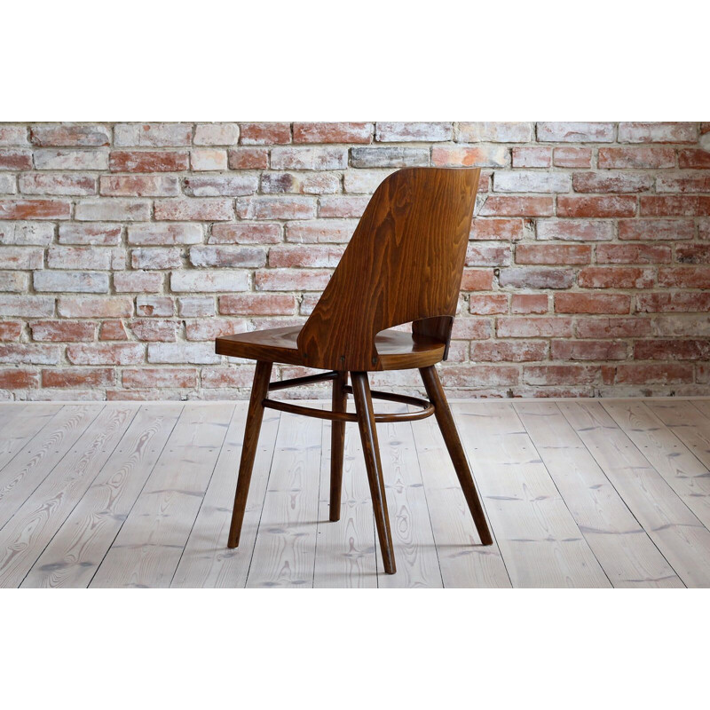 Set of 4 vintage beech veneer Dining Chairs Model 514 by Radomir Hofman for Ton