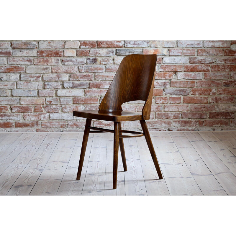 Juego de 4 sillas vintage de madera de haya Modelo 514 de Radomir Hofman para Ton