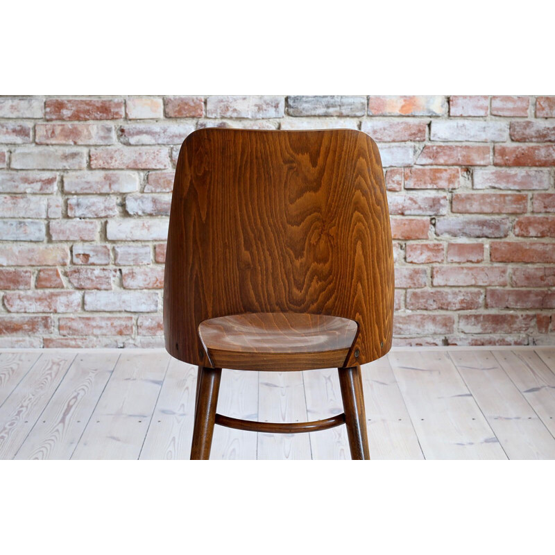 Set of 4 vintage beech veneer Dining Chairs Model 514 by Radomir Hofman for Ton