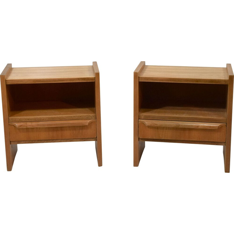 Pair of vintage oak nightstands, 1950