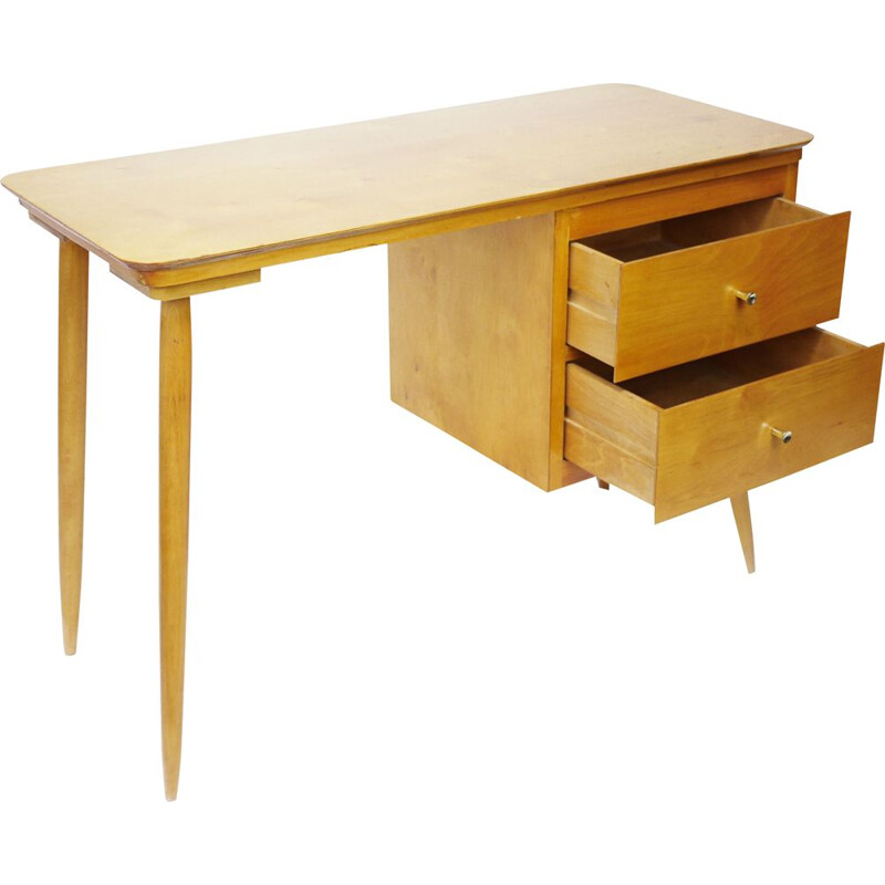 Vintage Two Drawer Wooden Desk, U.K 1960s