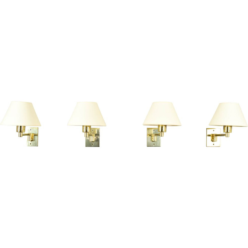 Set of 4 vintage Swivel Arm Brass Sconce by George W. Hansen for Metalarte 1960s