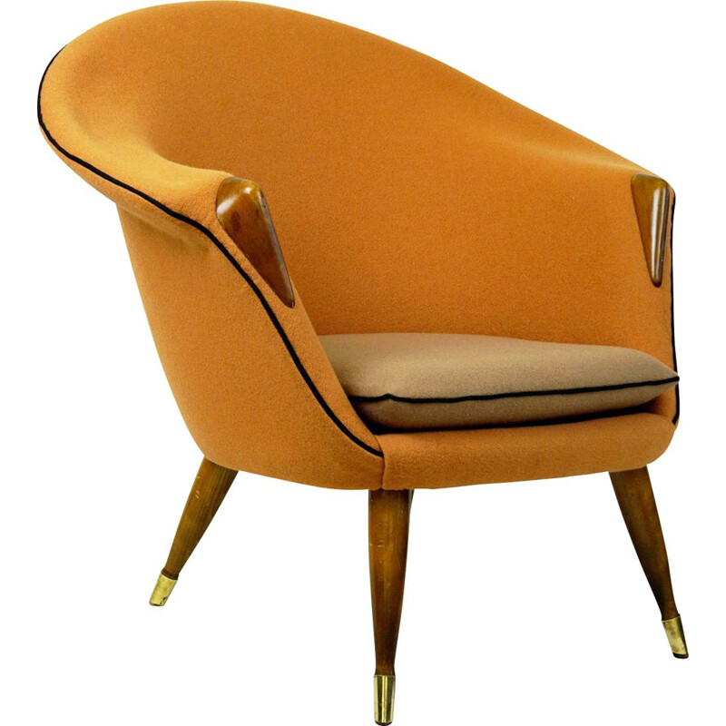 Fauteuil lounge vintage - tissu orange