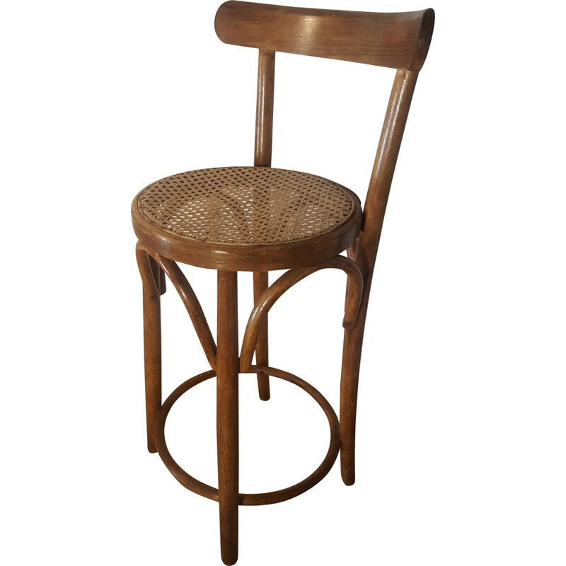Vintage beech wood bar stool 1900s