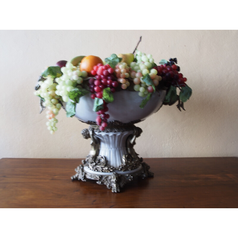 Vintage ceramic and bronze basin