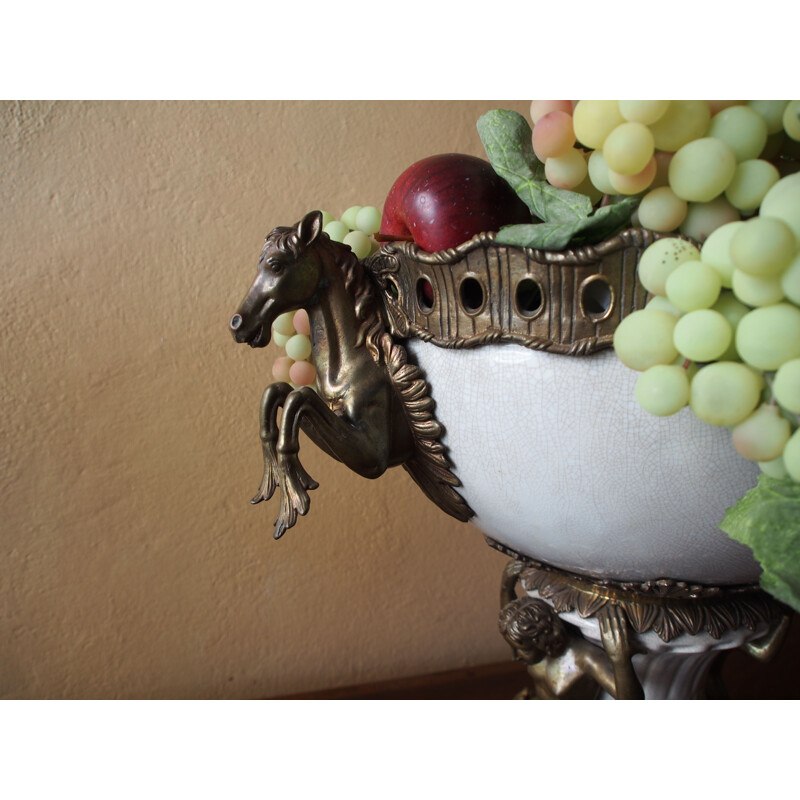 Vintage ceramic and bronze basin