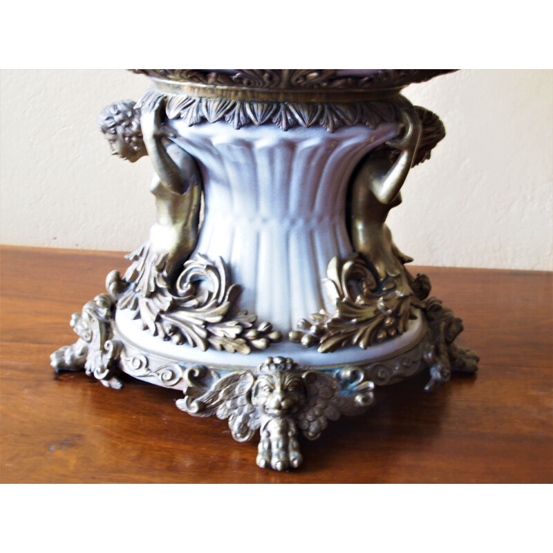 Vasque vintage en céramique et bronze