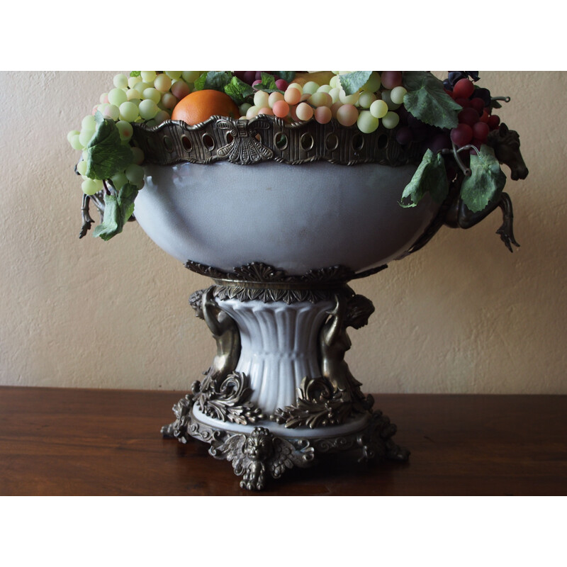 Vintage ceramic and bronze basin