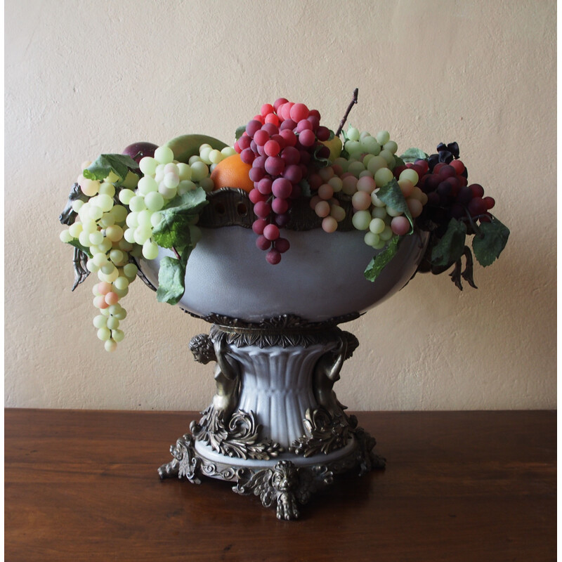 Vintage ceramic and bronze basin