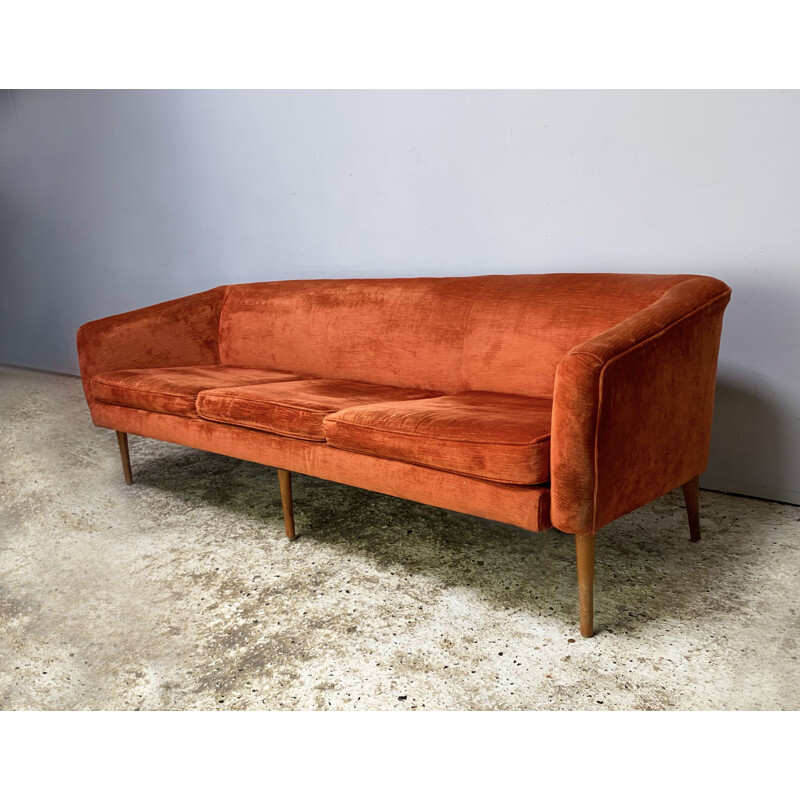 Vintage orange velvet sofa 1960s