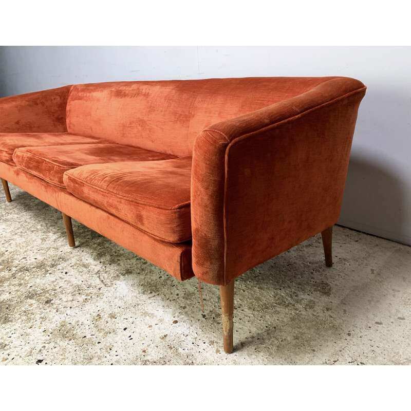 Vintage orange velvet sofa 1960s