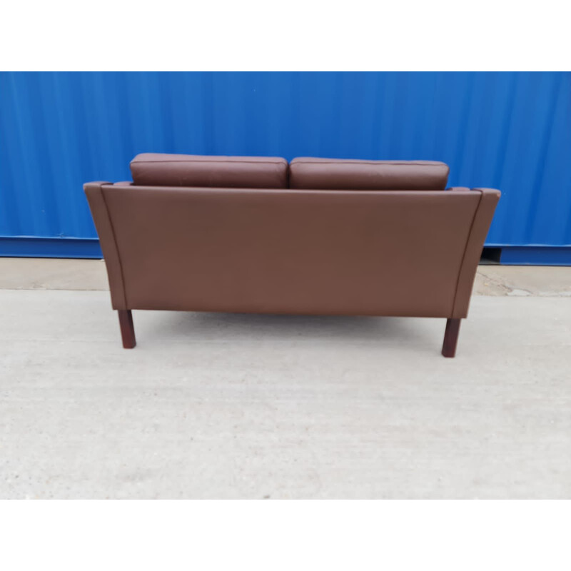 Vintage two seater sofa in brown leather, Danish