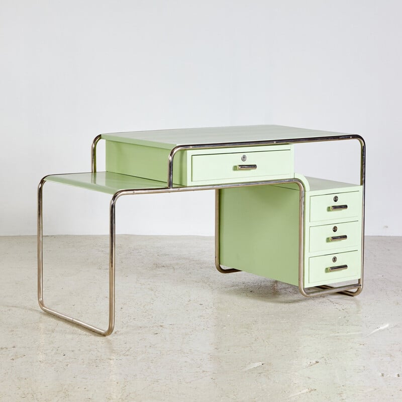 Vintage Bauhaus Green Work Room Set from Ideal Tubular Furniture Factory 1930s