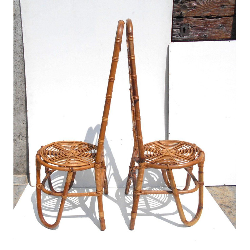 Pair of vintage rattan chairs Dirk Van Sliedregt by Rohe Holland, 1950