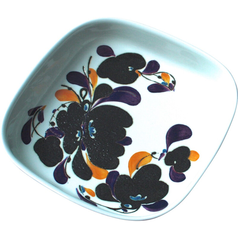 Square ceramic Royal Copenhagen plate with flower patterns, Ivan WEISS - 1970s