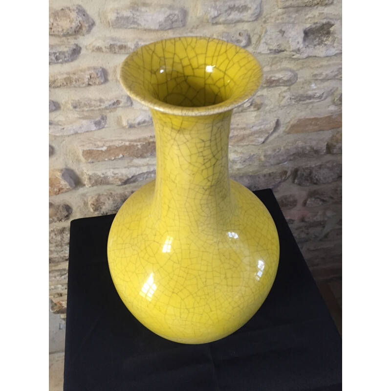 Vase Vintage Craquelé gelb Art Deco