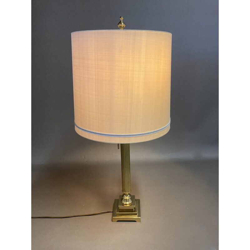 Large vintage lamp Metal and silk 1950