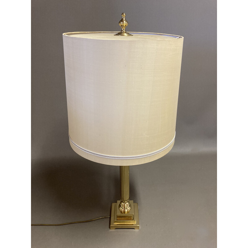 Large vintage lamp Metal and silk 1950