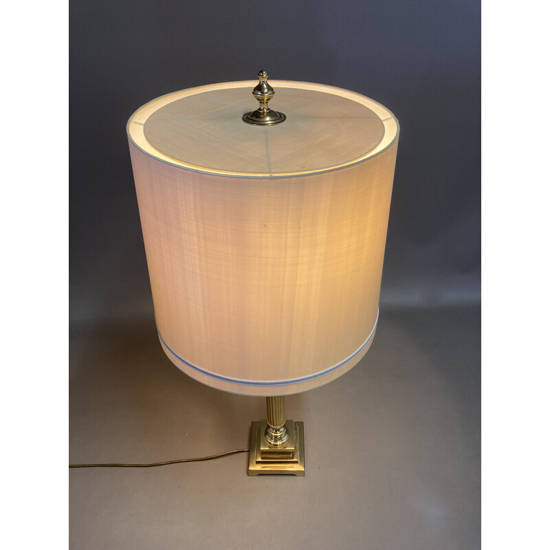 Large vintage lamp Metal and silk 1950