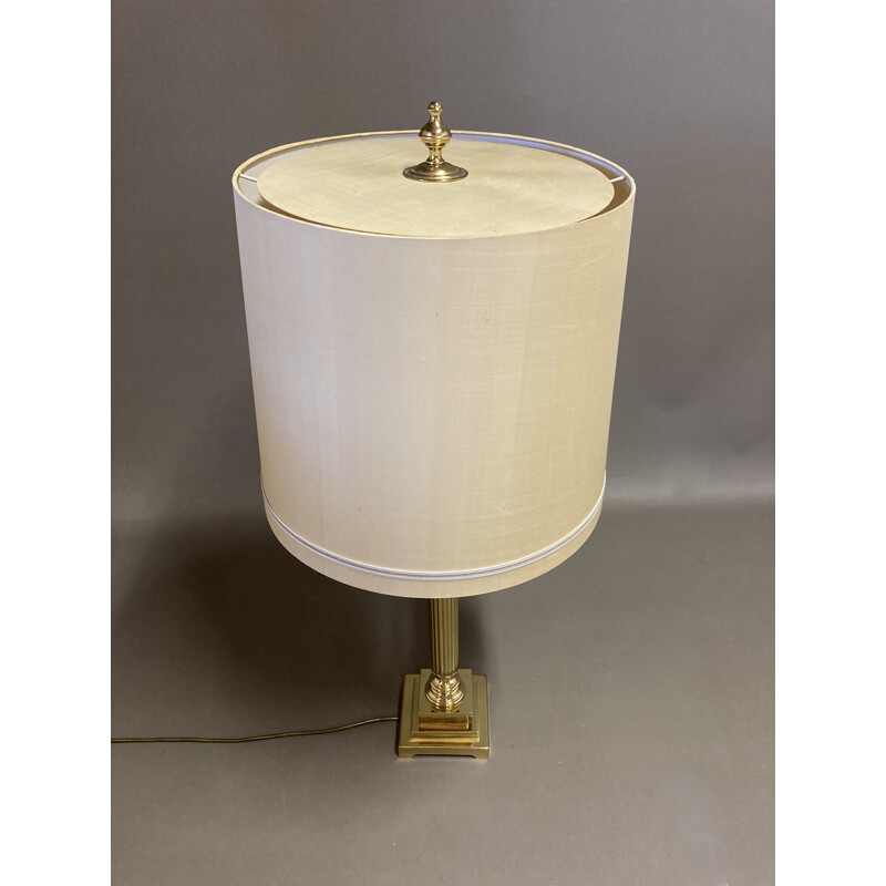 Large vintage lamp Metal and silk 1950