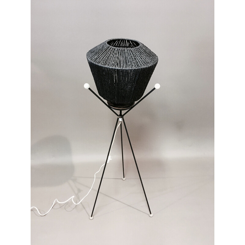 Vintage Black tripod floor lamp 1950s