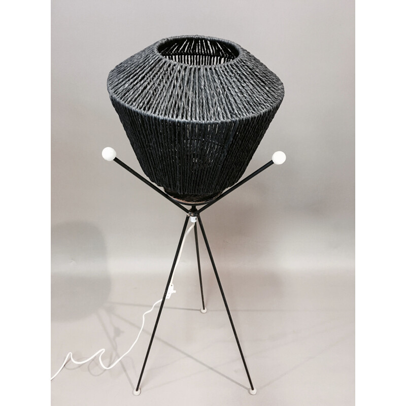 Vintage Black tripod floor lamp 1950s