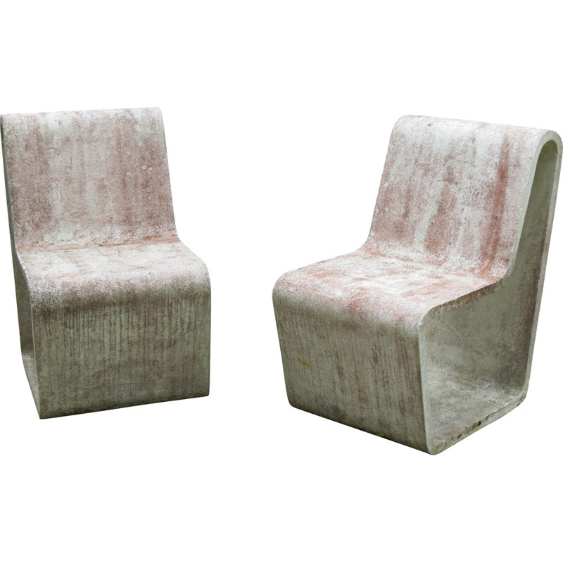 Pair of garden chairs in concrete - 1970s