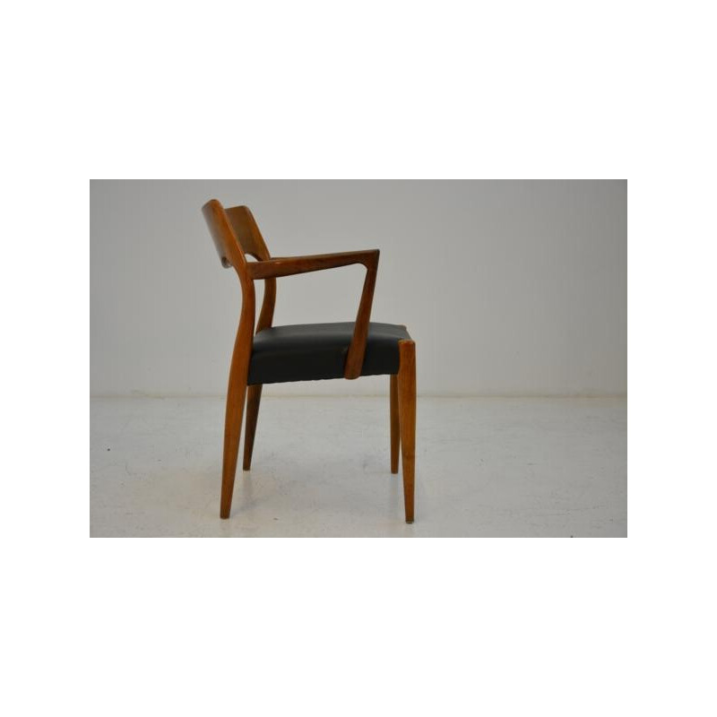 Danish armchair in teak and black synthetic leather, Niels Otto MØLLER - 1950s
