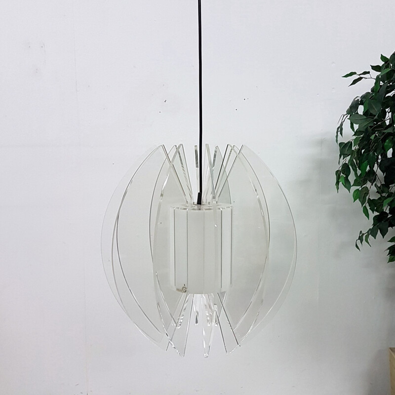 Vintage Space age plexiglass and acrylic pendant lamp 1970s